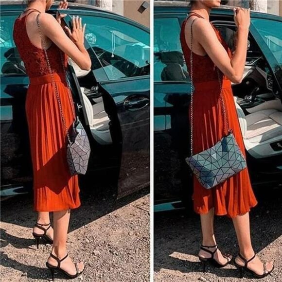 Holographic Purse Geometric Purse Luminous Handbag Purse and Wallet for Women - Picture 6 of 7